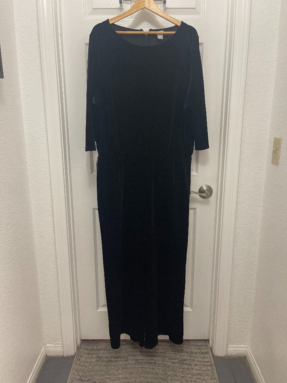 Chico's Travelers Black Velvet V-Neck Jumpsuit Size 3 (US 16/18)